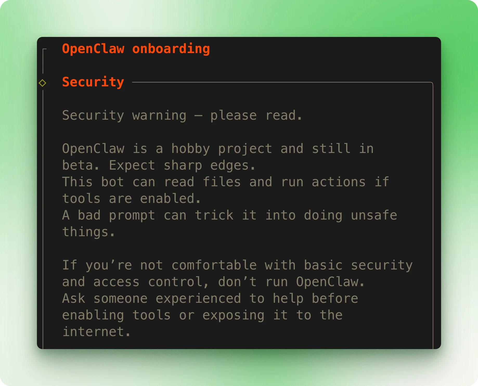 OpenClaw Security warning
