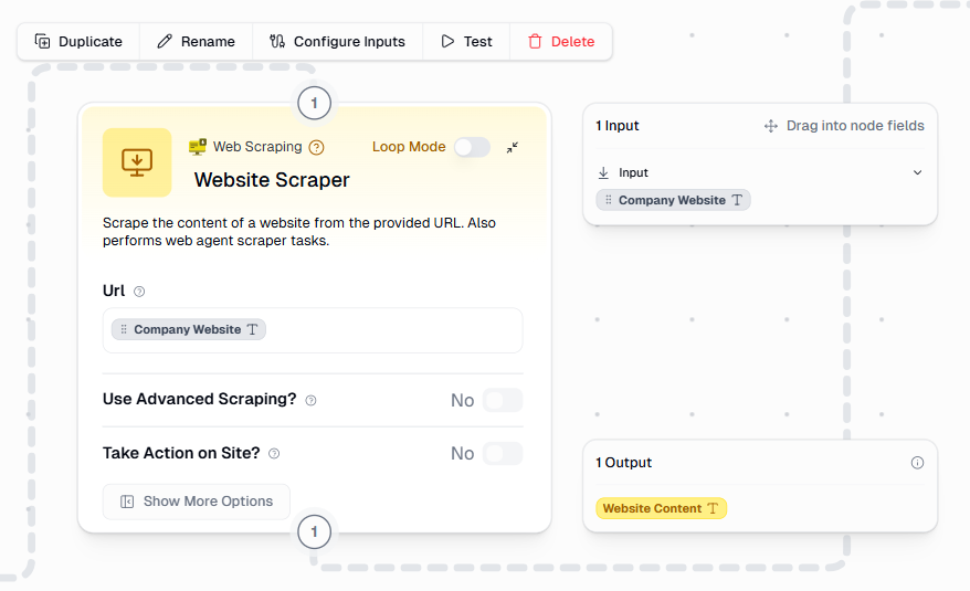 website scraper node