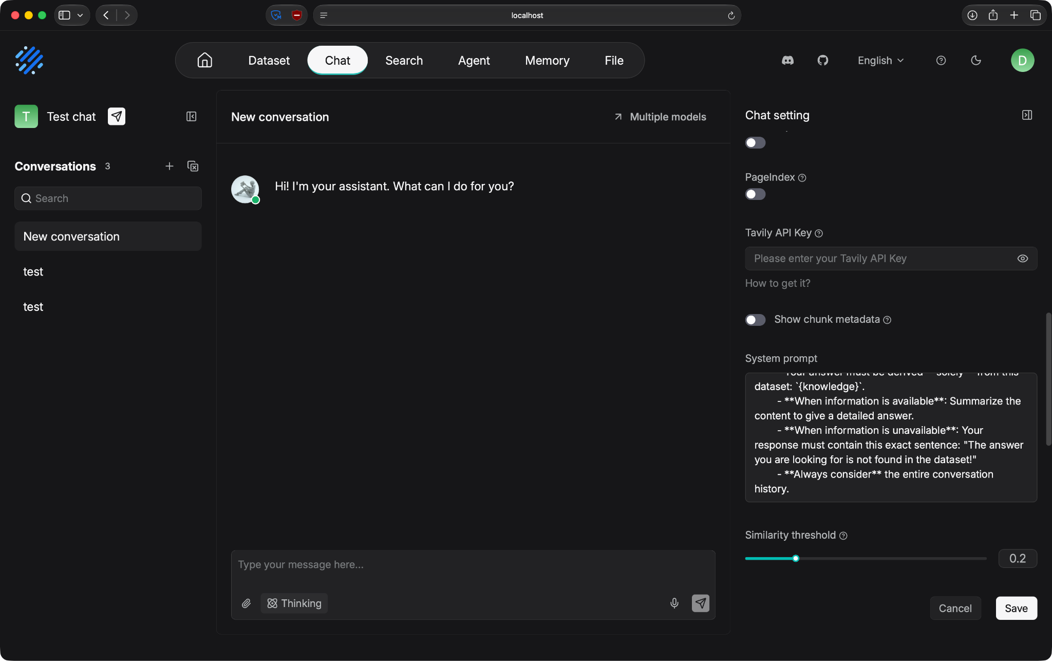 Chat configuration example