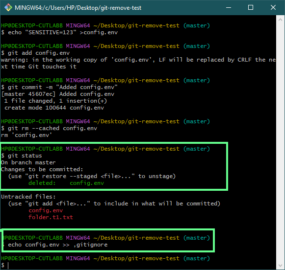 Stop tracking the file using the --cached option in git rm.