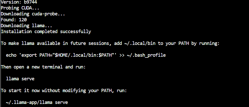 Installing the llama.cpp using the prebuilt binary