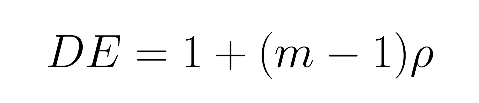 Formule d'effet de conception (m = taille moyenne du groupe, ρ = corrélation intra-groupe)