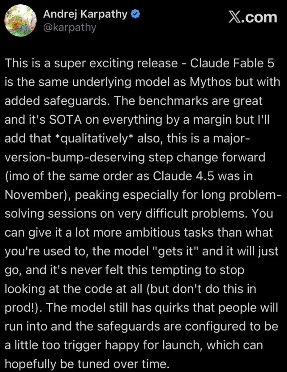 Claude Fable 5 Andrej Karpathy