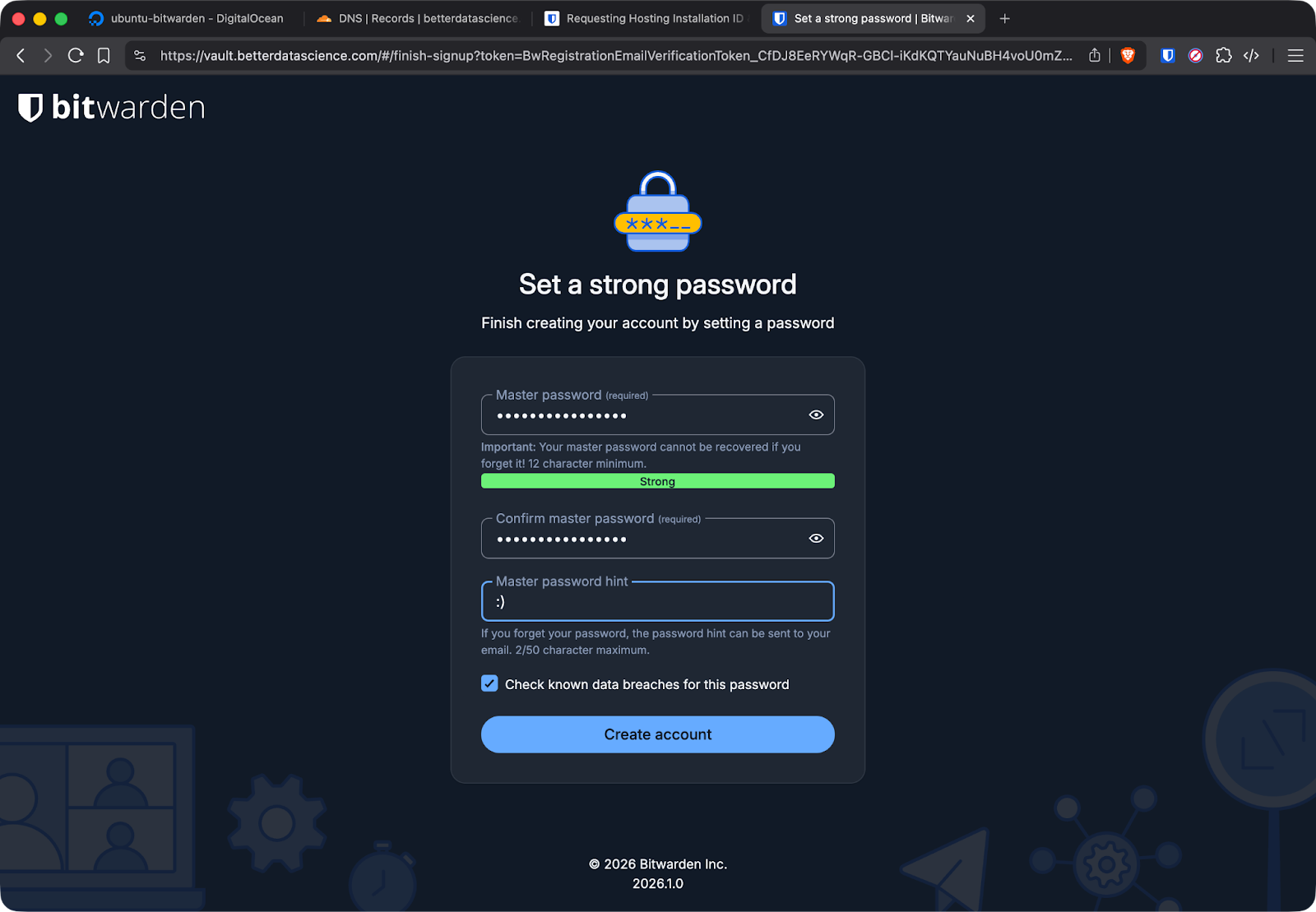 Bitwarden user creation