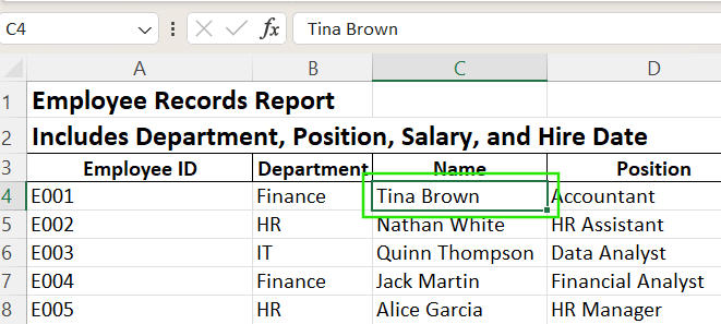 How to freeze rows and columns in Excel using intersection logic.