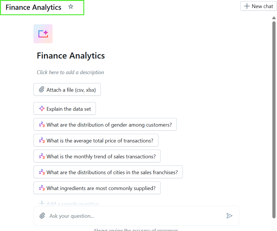 Creating a new space in Genie Space.