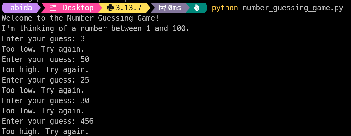 运行 Python 猜数字游戏
