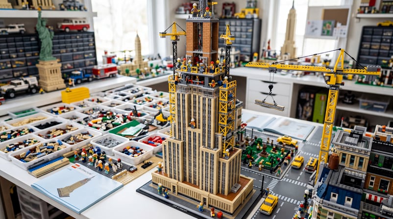 Nano Banana 2 tarafından üretilen, lego dünyasında inşa edilen Empire State Binası’nı tasvir eden görsel.