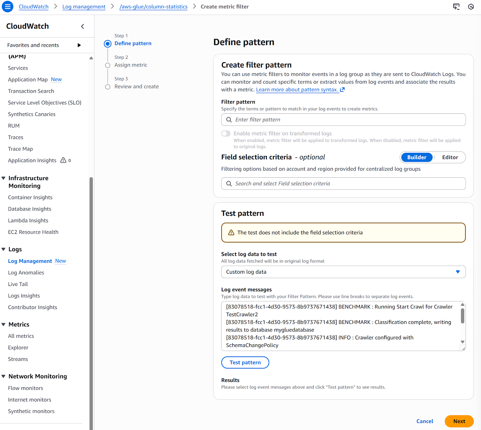 Crear filtros métricos
