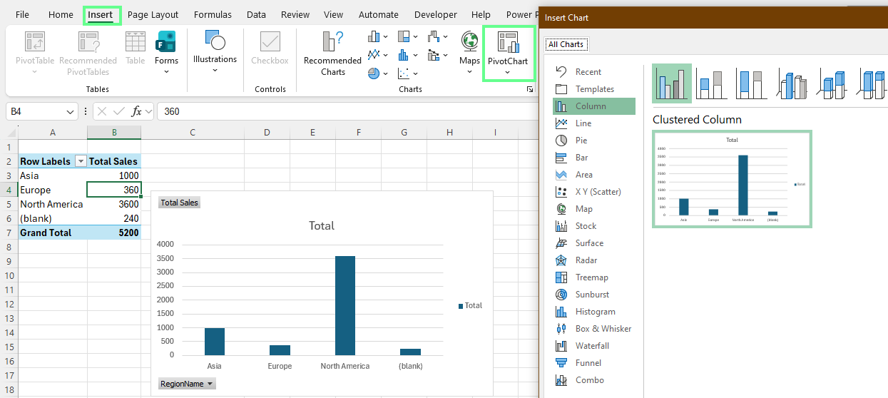 Add PivotChart in Power Pivot Excel