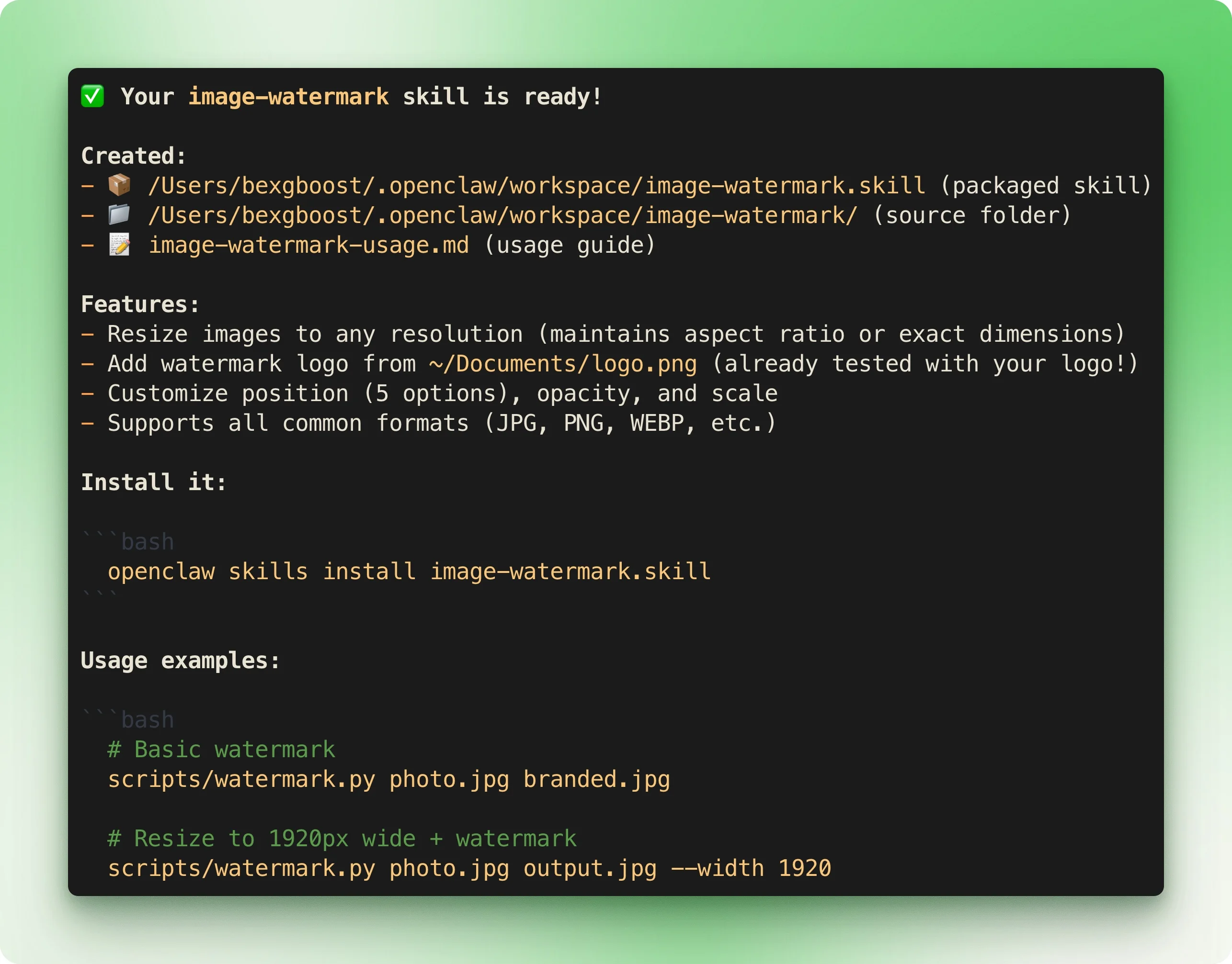 Creating OpenClaw Skill