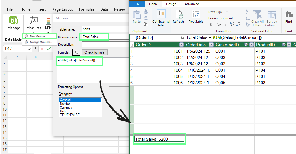 Create measures with Power Pivot in Excel