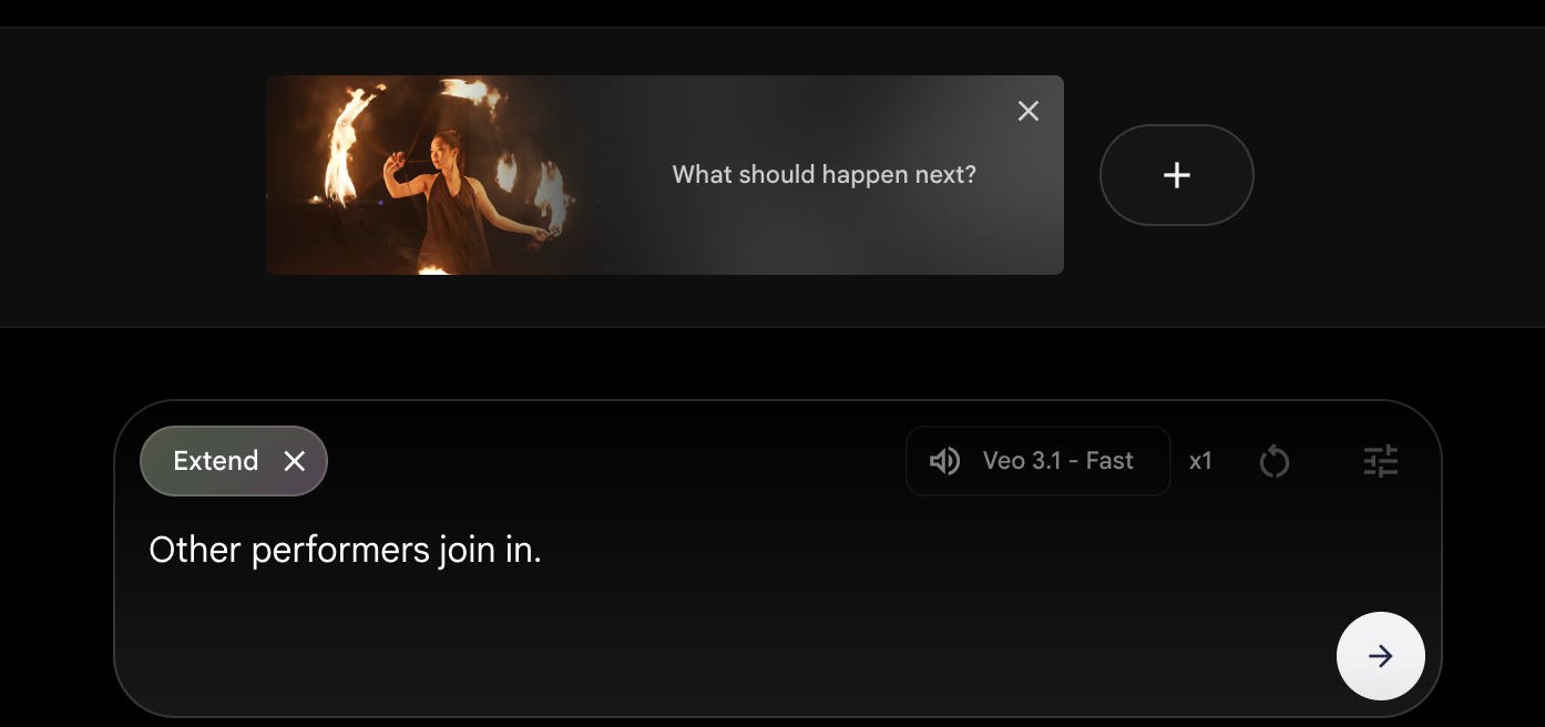 Example prompt for video extension.