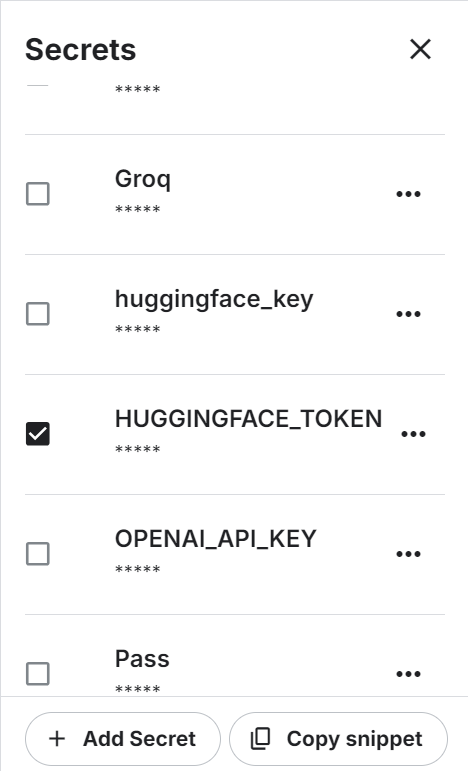 Das Hugging Face-Geheimnis in Kaggle einstellen.