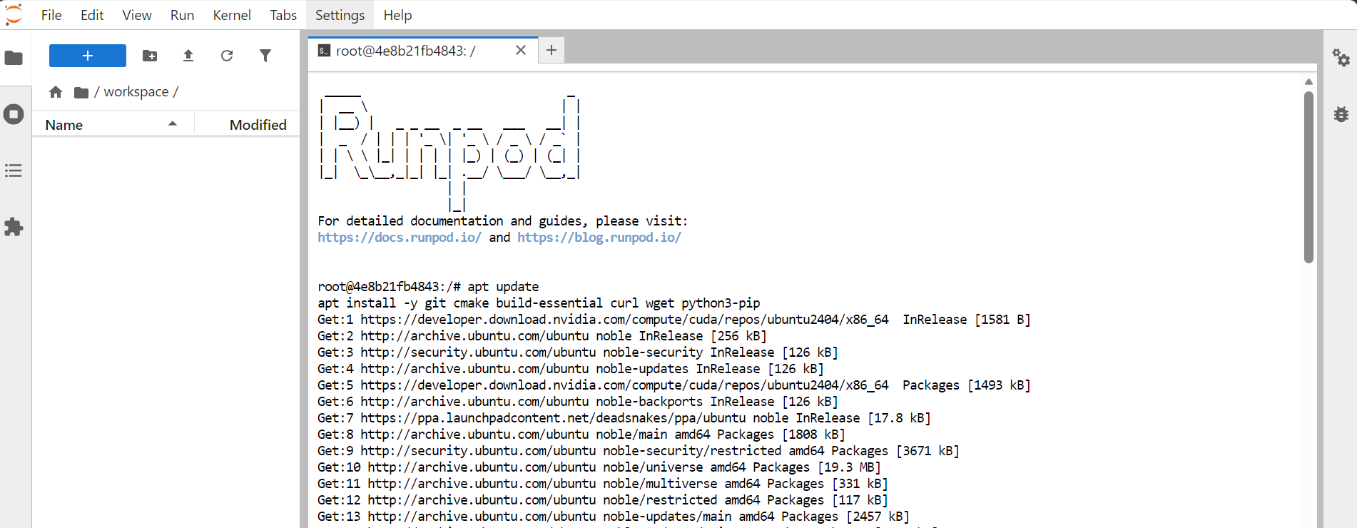 Jupyter Terminal içinde Linux paketlerini yükleme.