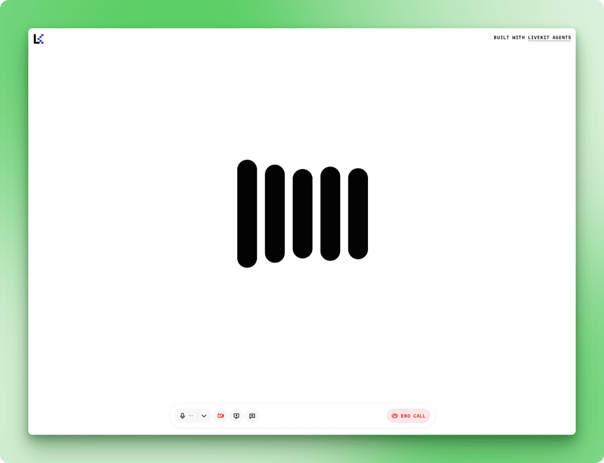 Active voice call with Grok agent showing audio waveform