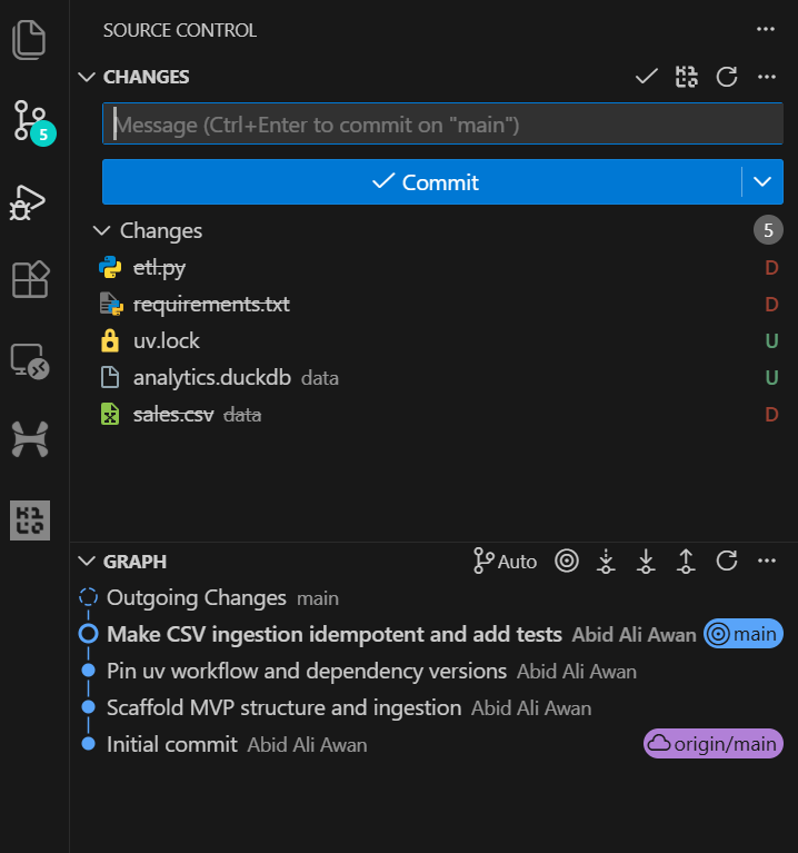 Git commit history in the VSCode