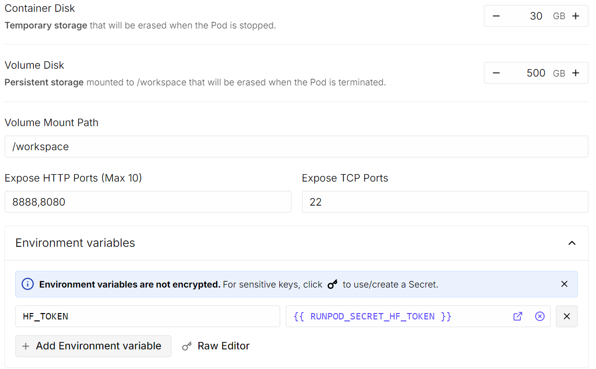 modifying the pod template