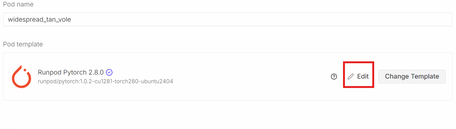 Edite o PyTorch RunPod