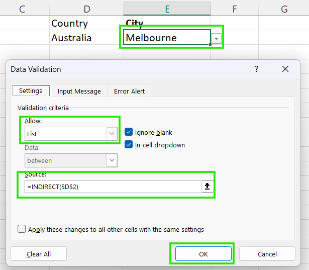 How to create dependent drop-down list in Excel