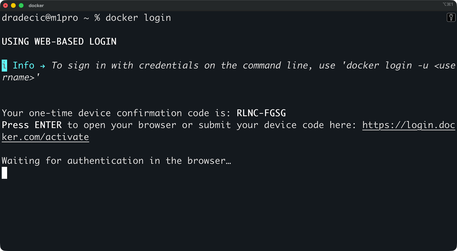 Image 2 - Running the docker login command