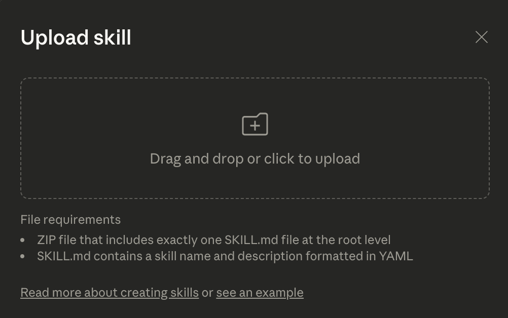 Uploading skills