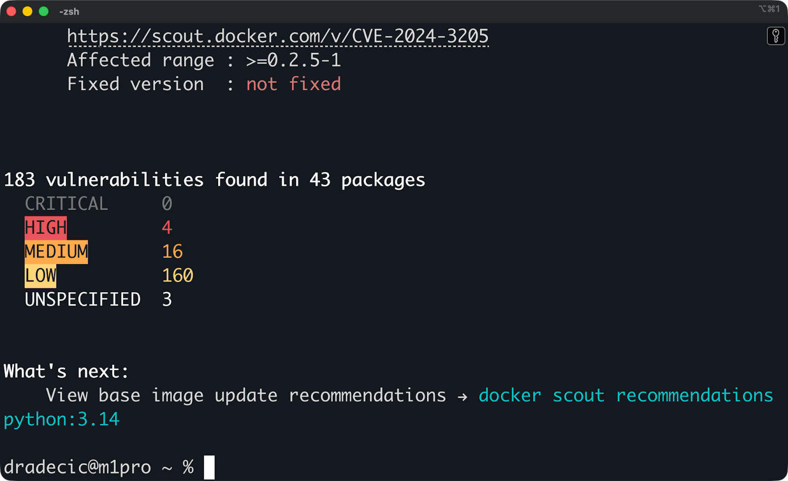 Scan results for Python 3.14 image