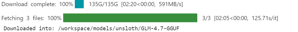 Downloaded the GLM-4.7 2-bit Model form Hugging face Hub