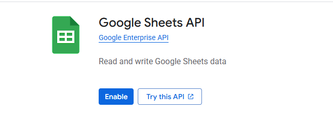 Enable Google Sheets API in Google Console.