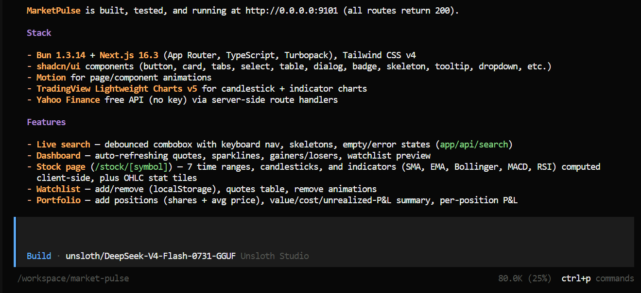 Summary of the interactive stock analytics website in Opencode
