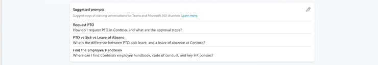 Microsoft Copilot Studio suggested prompts