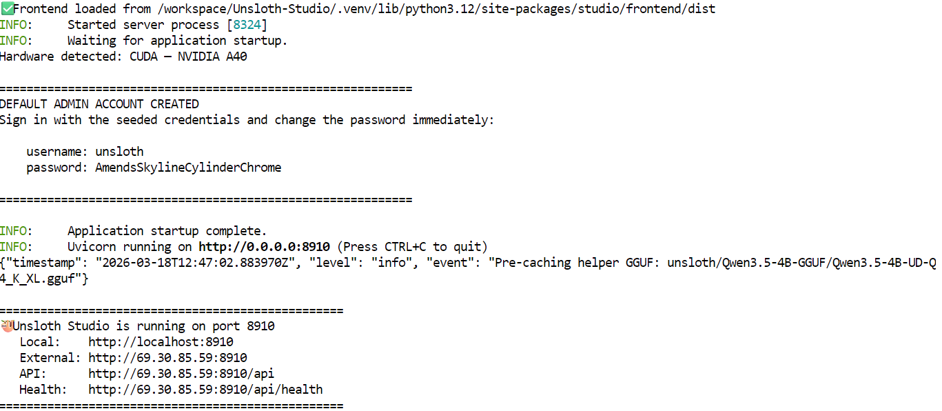 running the unsloth studio locally