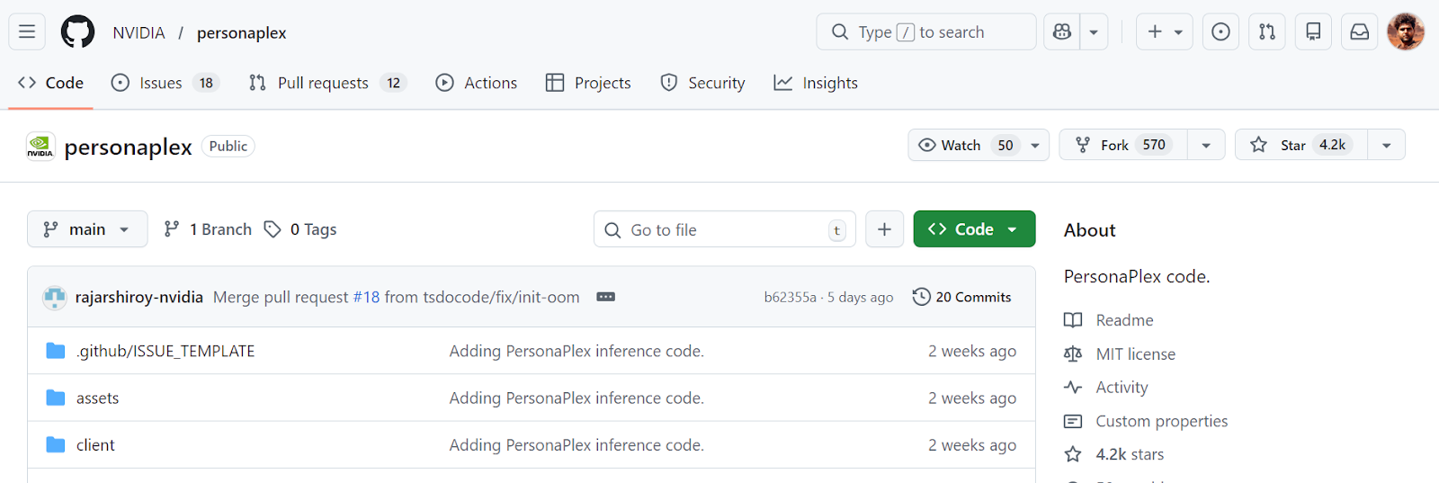 NVIDIA/personaplex GitHub Repository