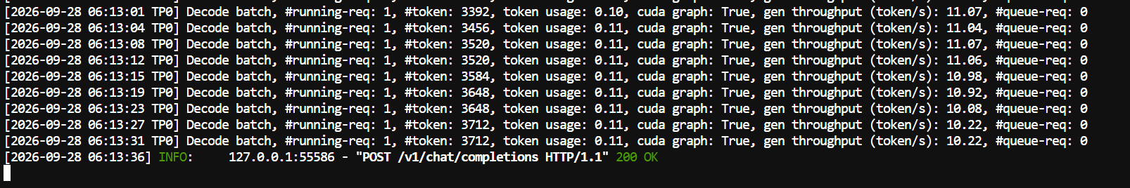 Monitoring the SGLang and KTransformers inference server logs