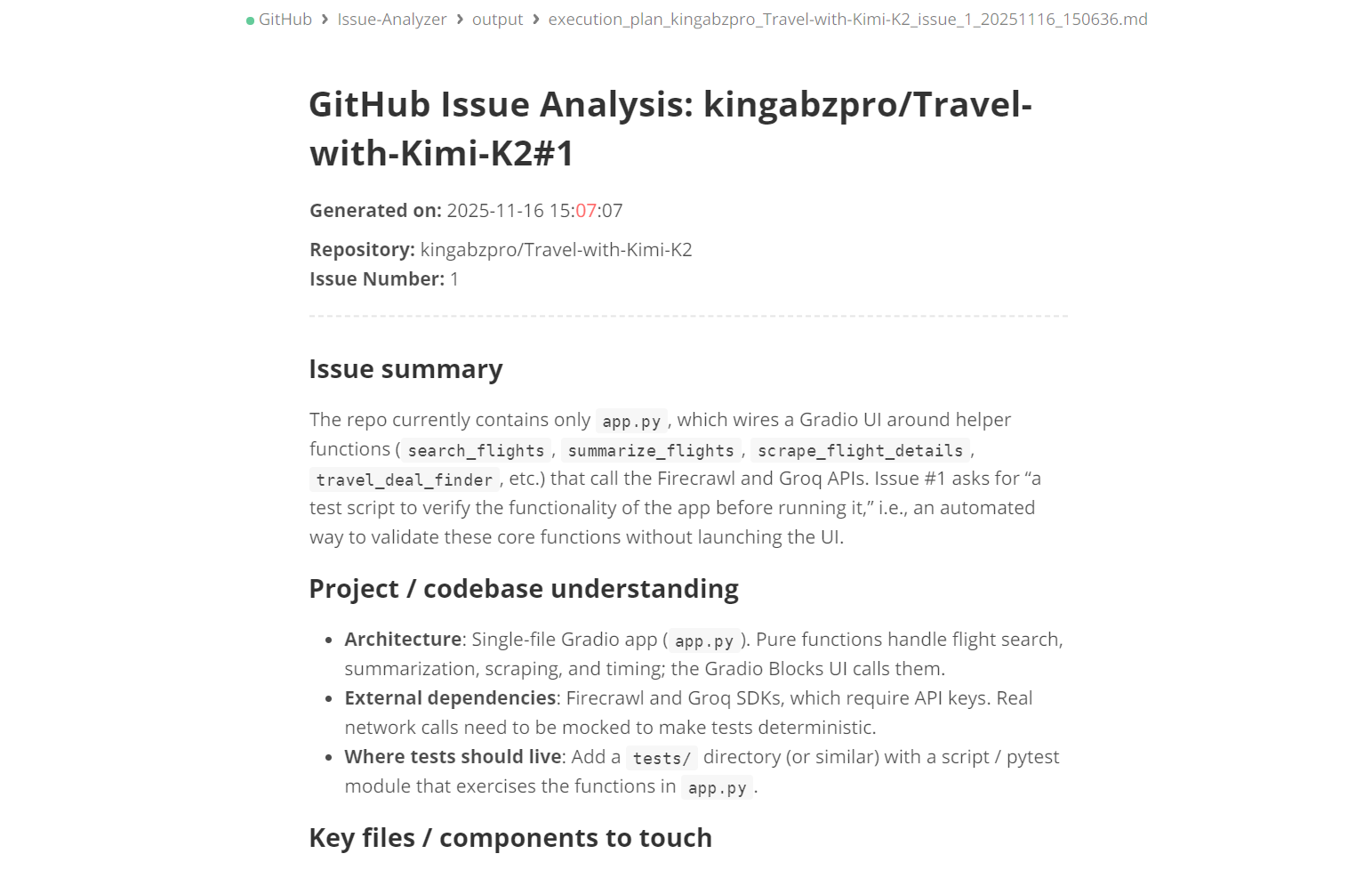 detailed issue plan.