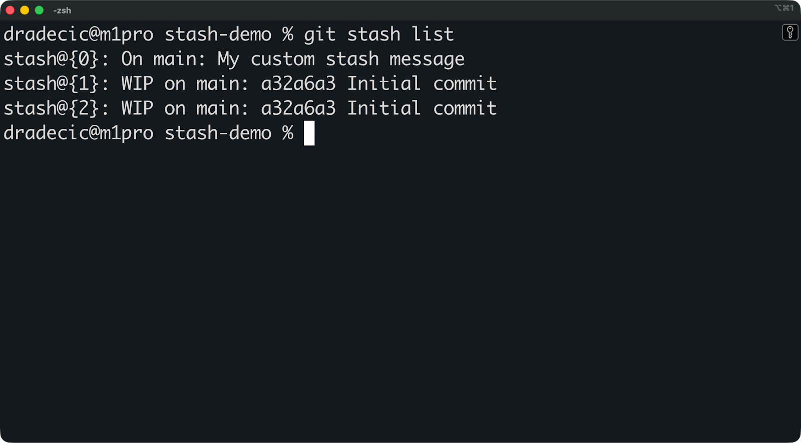 Image 1 - Example git stash list output