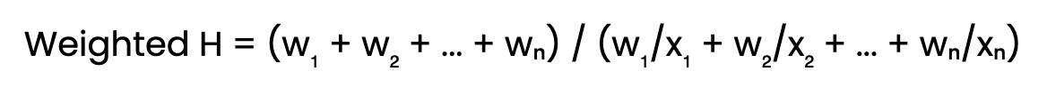 weighted harmonic mean formula