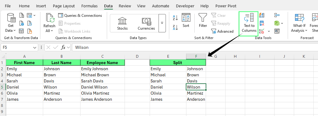 Separate the combined cells in Excel using Text to Column.
