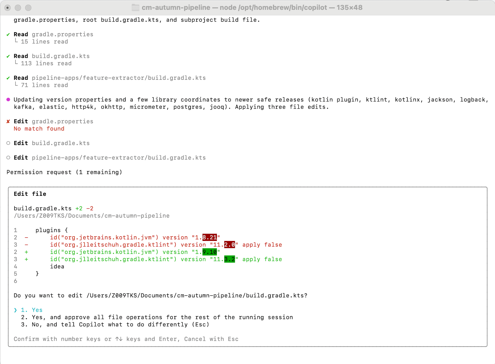 copilot -p "Upgrade all Gradle dependencies to their latest safe versions"