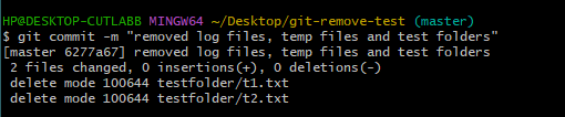 Commit the deletion with git commit command.