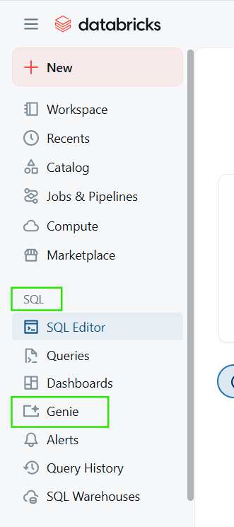 Genie Spaces section in the SQL Persona.