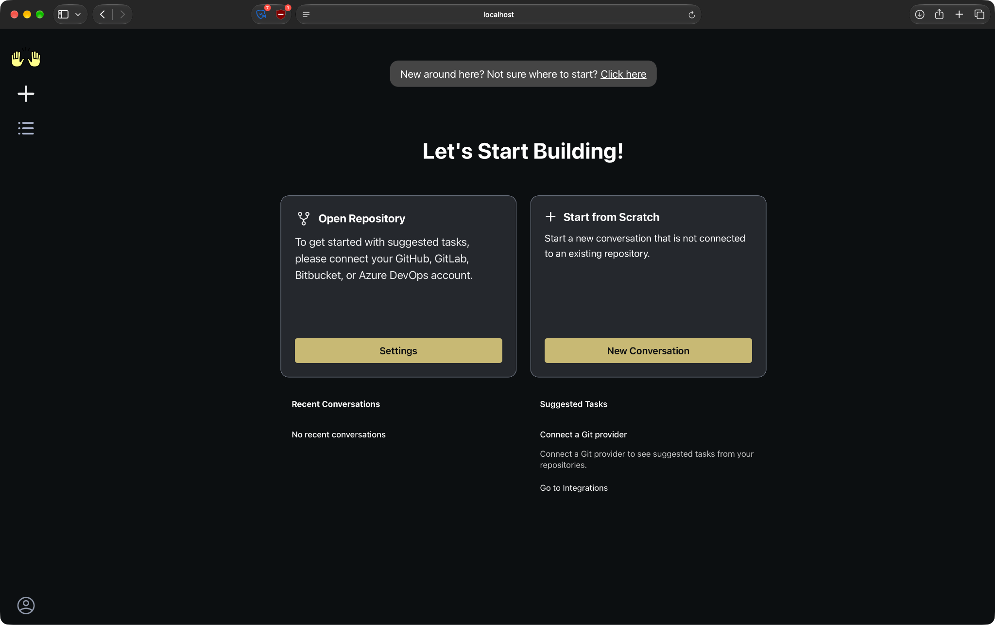 OpenHands welcome page
