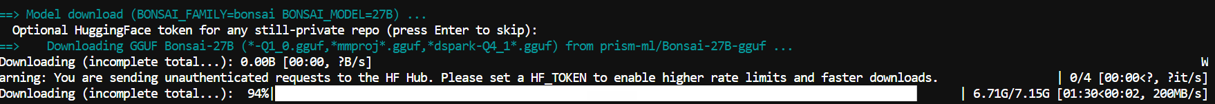 Downloading the Bonsai-27B model files
