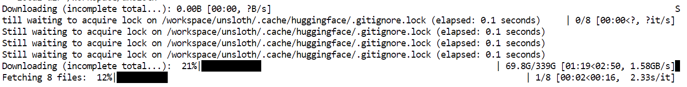 Downloading the unsloth/Kimi-K2.7-Code-GGUF UD-Q2_K_XL 2-bit quantization