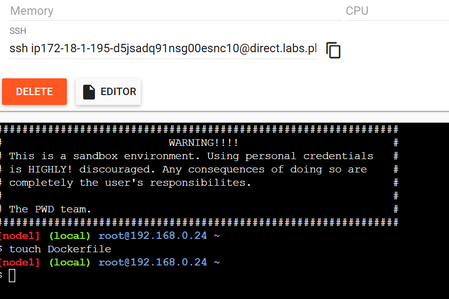 Create a Dockerfile in Play with Docker