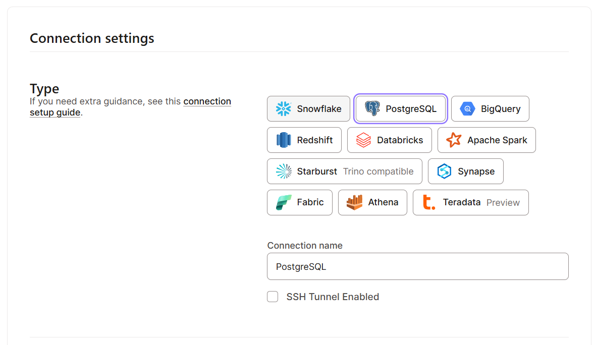 dbt Cloud connection options