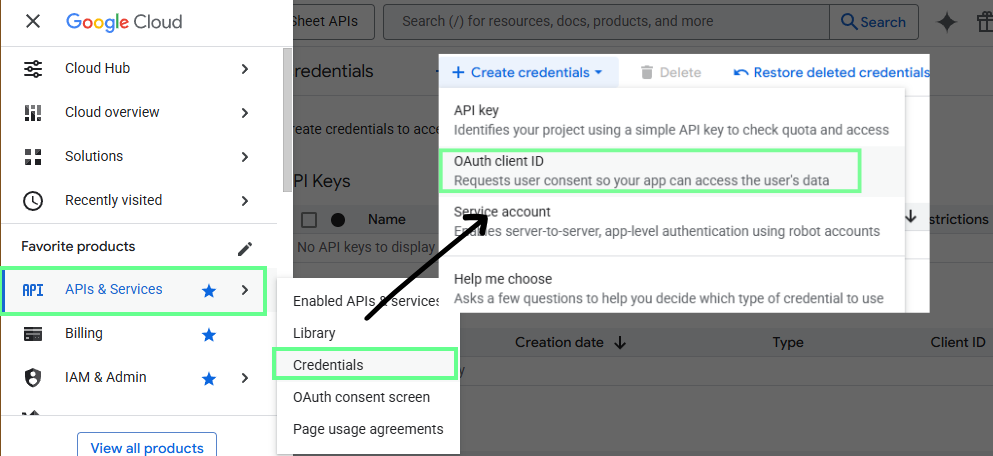 Go to OAuth client ID in the Goolge Console.