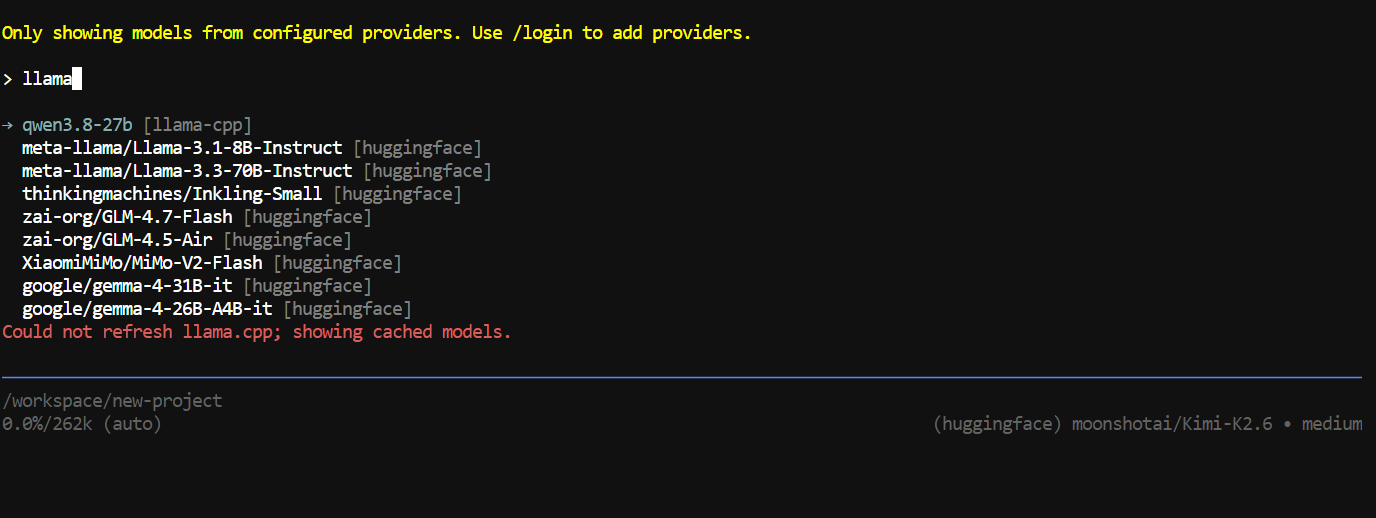 Setting up the qwen3.8-27b in the Pi coding agent