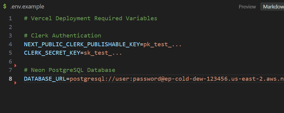 the .env.example file preview.