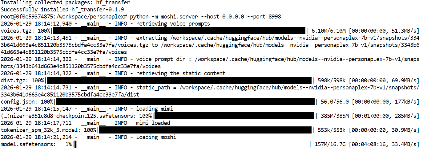 Downloading the PersonaPlex model files